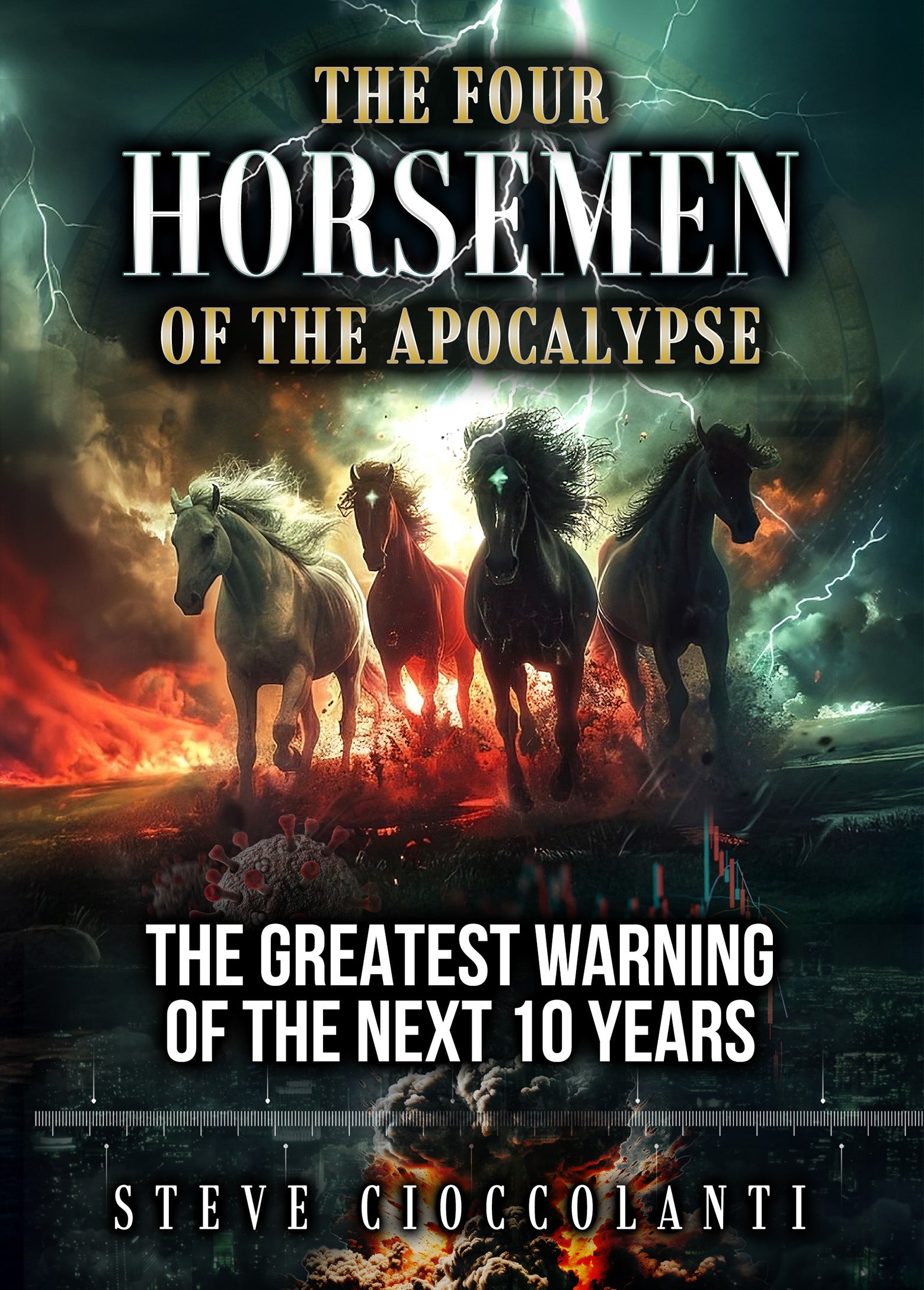 Book cover of 'The Four Horsemen of the Apocalypse' with horses and dramatic background
